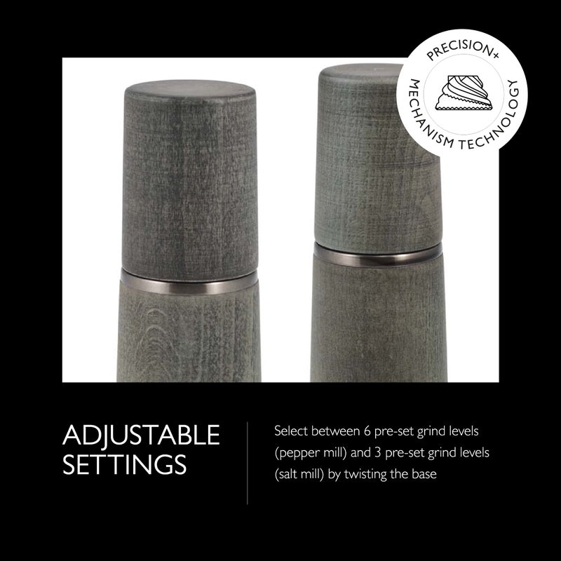 Cole & Mason Marlow Wood Mill Set - Balanced Salt and Pepper Grinders - Refillable Spice Tools - Adjustable Salt and Peppercorn Grinder Settings - Dark Grey - Image 3